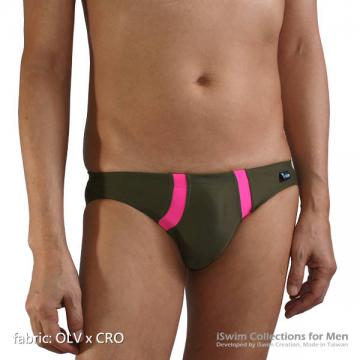 Smooth pouch swim briefs with double line match color (half back) - 4 (thumb)