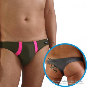 smooth pouch thong back swim briefs with double lines in front - 0 (thumb)