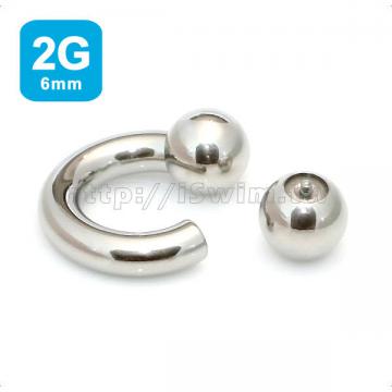circular barbell 2G (6 x 16mm, ball 12mm)