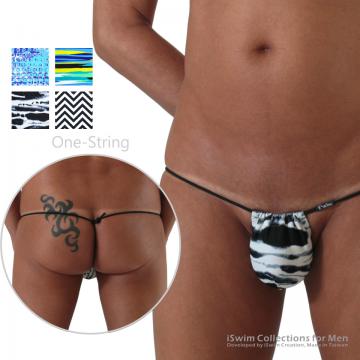 TOP 6 - Printed swim pouch 3mm g-string (one-string swim thong) ()