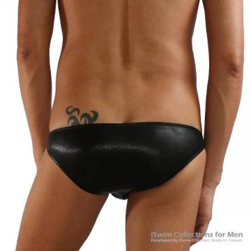 ultra low rise leather look nudist pouch swimming bikini full back - 4 (thumb)