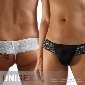 seamless unisex thong bikini matched with lace