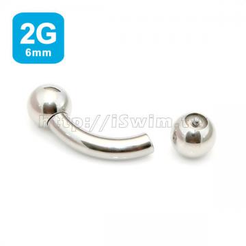 凹槽鋼珠穿刺彎月環 2G (6 x 25，鋼珠12mm) - 0 (thumb)