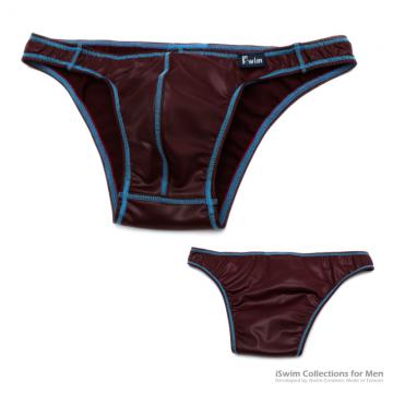 TOP 11 - smooth pouch swim bikini in lustered fabric with color lines ()