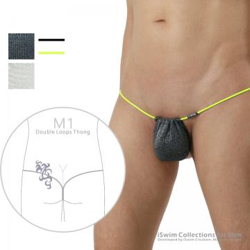 TOP 20 - Glitter pouch 3mm one-string double loop g-string ()