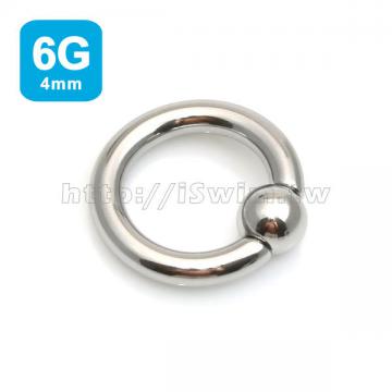 TOP 4 - captive bead ring with pop fit ball 6G (4 x 16mm) ()