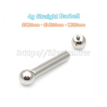 straight barbell 4G (5 x 25mm) - 2 (thumb)